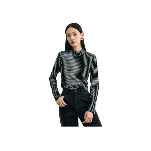 DESIGNICE 블랙 화이트 여성 티셔츠