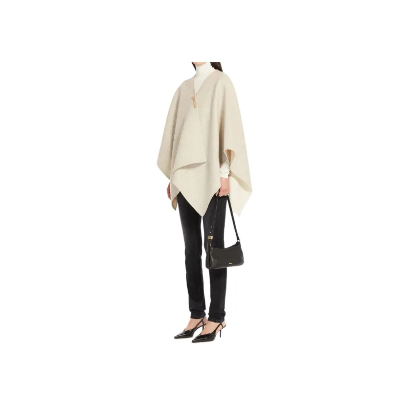 MaxMara Serra Collection Reversible Alpaca Cape Cloaks Women's Sand-1