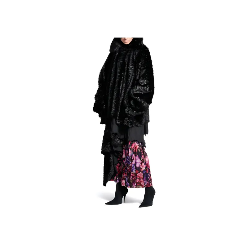 Balenciaga Asymmetrical Faux Fur Jacket-2