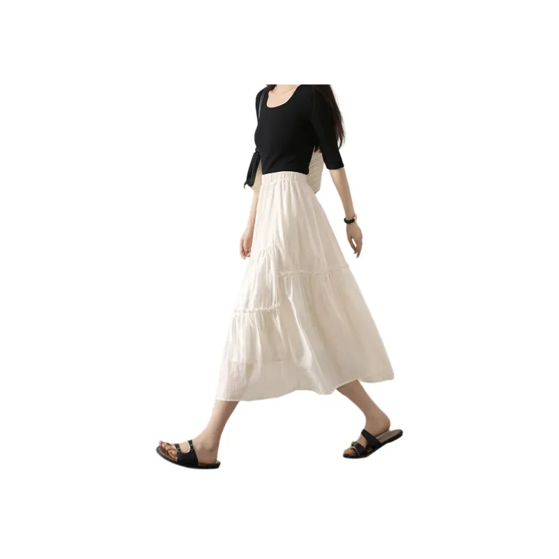 Mo Han Yi Mei Casual Long Skirt Women's White-2