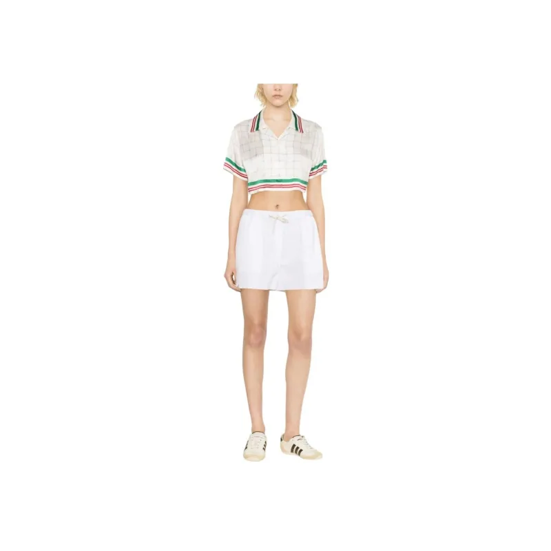 CASABLANCA Tennis Check Cropped Silk Shirt-1