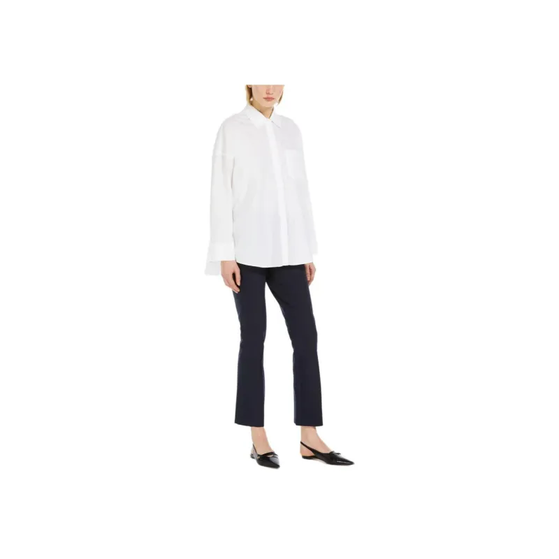 MaxMara Lodola Collection Cotton Oxford Shirt Women's White-3