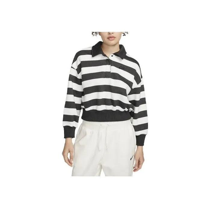 Nike Sportswear Phoenix Fleece Women's Oversized 3/4-Sleeve Striped Crop Polo-0