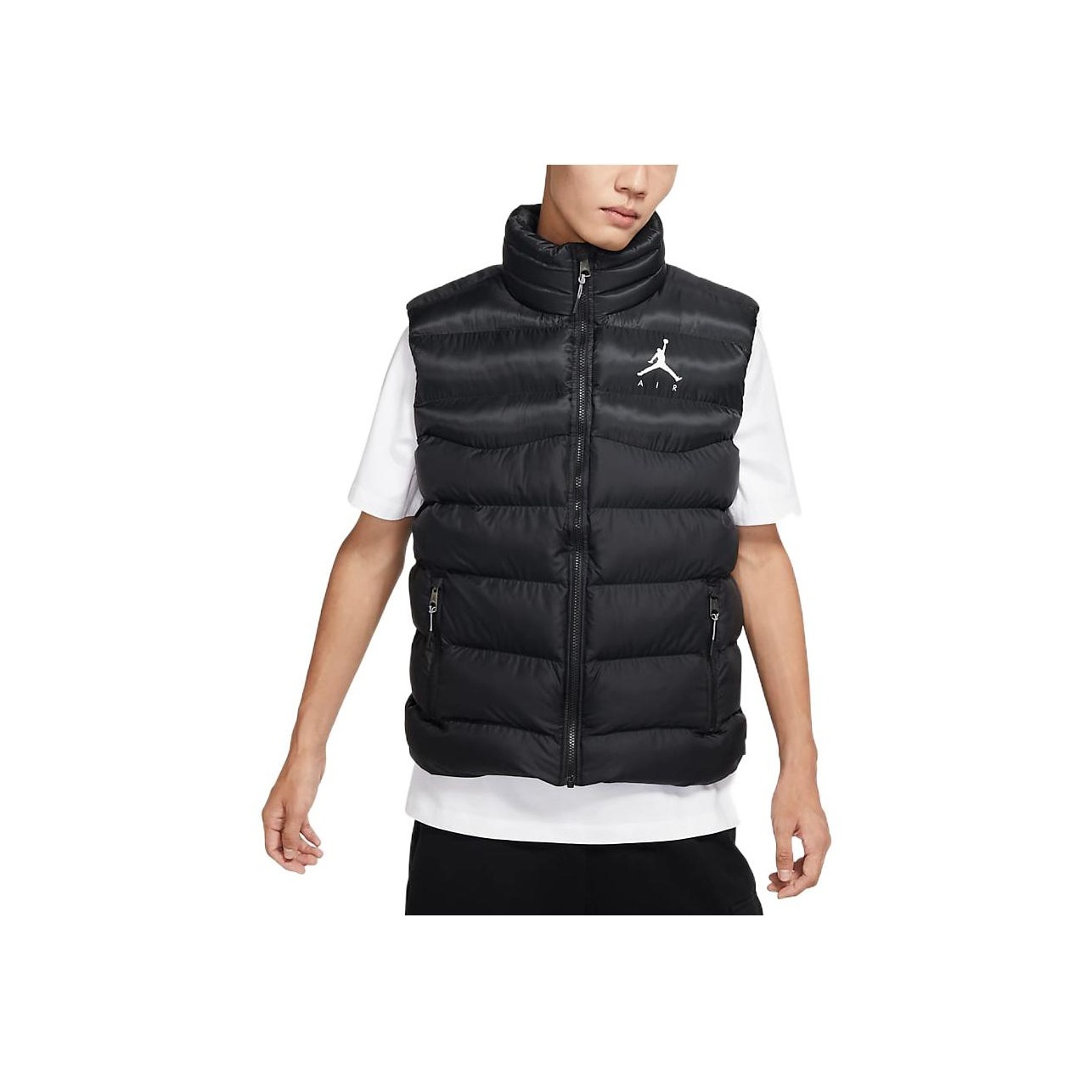 格安saleスタ Zip-Up Print Logo Men's Jumpman Jordan Puffer XL Black Vest ジャケット・アウター