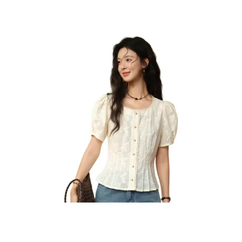 MISHOW 헤더 베이지 애프리콧 여성 셔츠