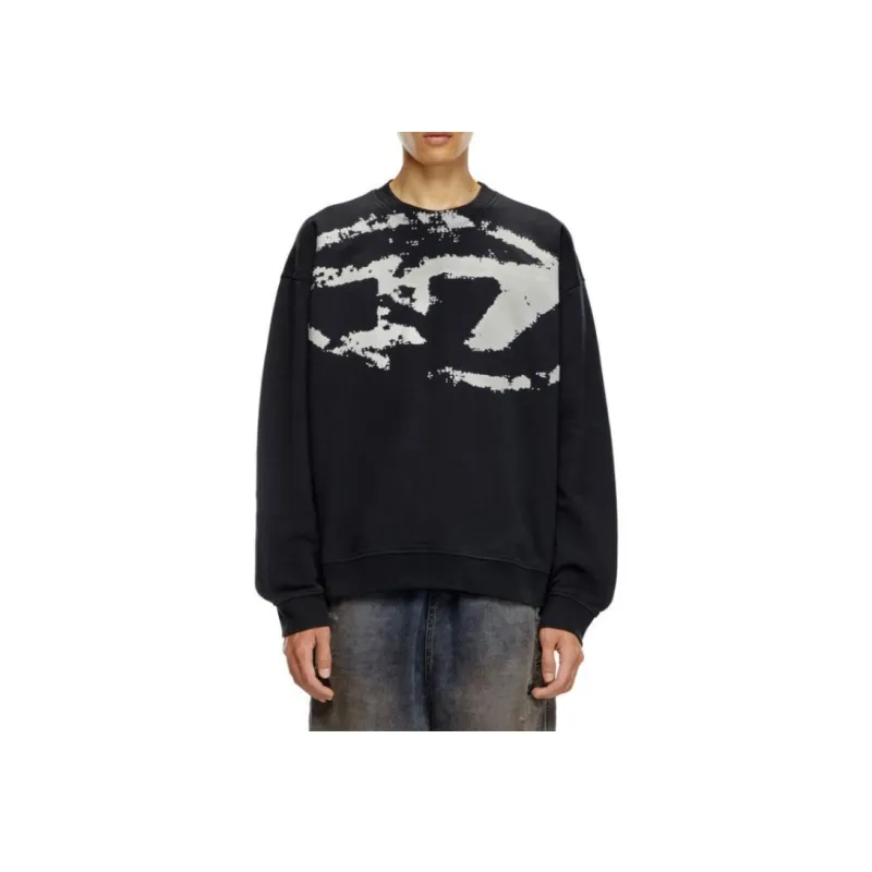 DIESEL S Boxt N5 Distressed Flocked Logo Sweatshirt-4