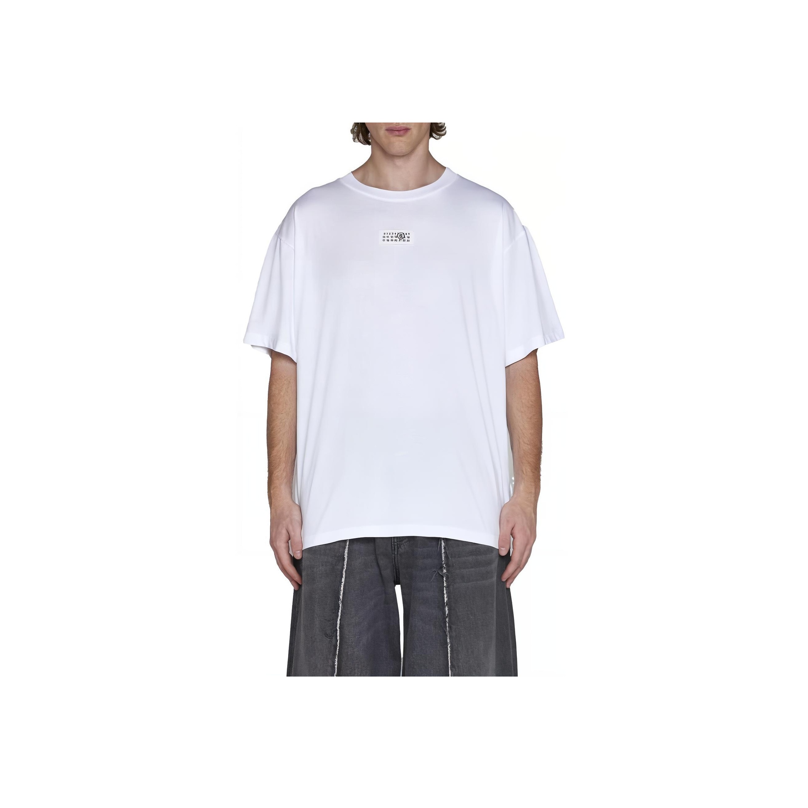 MM6 Maison Margiela Logo Patch Crewneck T-Shirt - POIZON