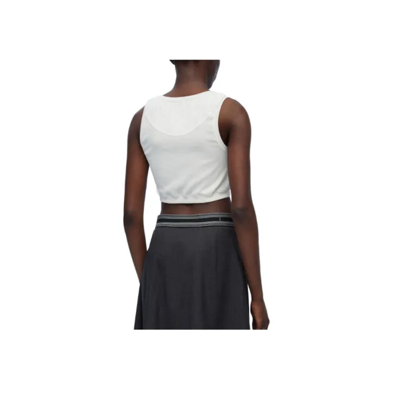 LOEWE Cropped Anagram Tank Top 'White/Navy Blue'-1