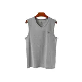 Shoulder Width V-Neck Tank Top (Heather Gray) Pure Cotton Skin-Friendly/Moisture-Wicking Breathable