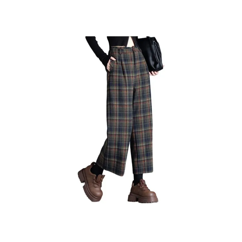 You Cow Me Pants Casual Pants Women's Khaki Plaid-3