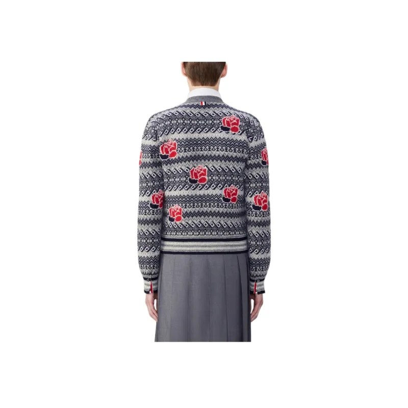 THOM BROWNE Rose And Raven Knitted Cardigan-1