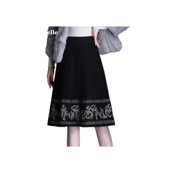 La Chapelle Knit Long Skirt Women's Black