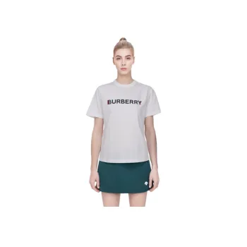 Burberry Logo Print Cotton Oversized T-shirt Women's White