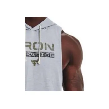 Under Armour Men's Project Rock Iron Paradise Sleeveless Hoodie Gray
