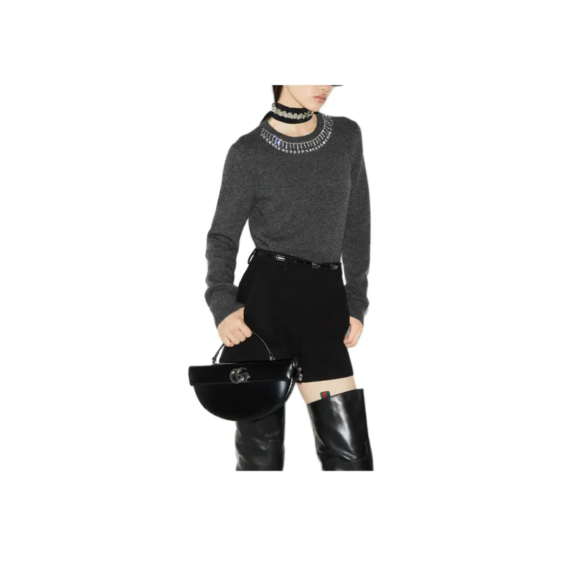 GUCCI Embellished Crewneck Knit Jumper-3