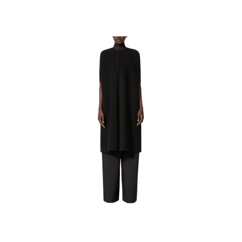 Valentino Straight Hem Crewneck Cape Coat-1