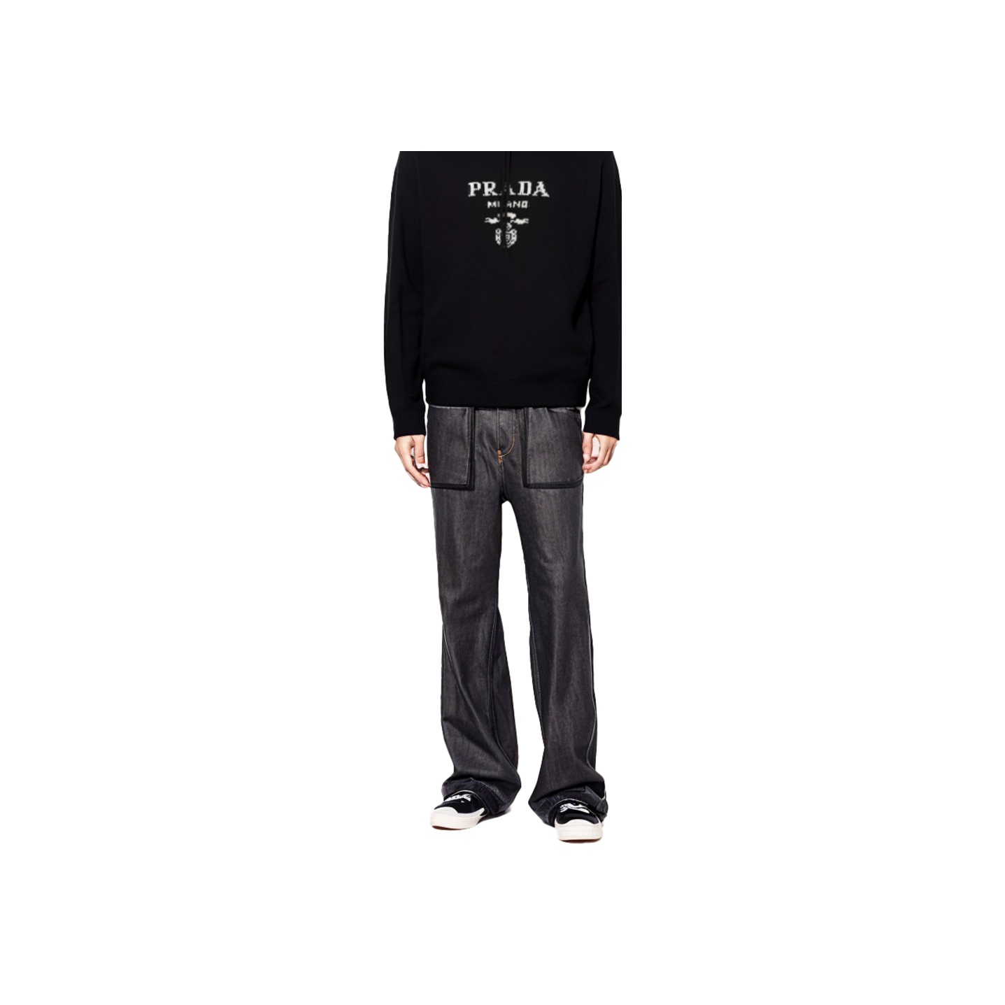 PRADA FW22 Sweatshirt Men's Black - POIZON