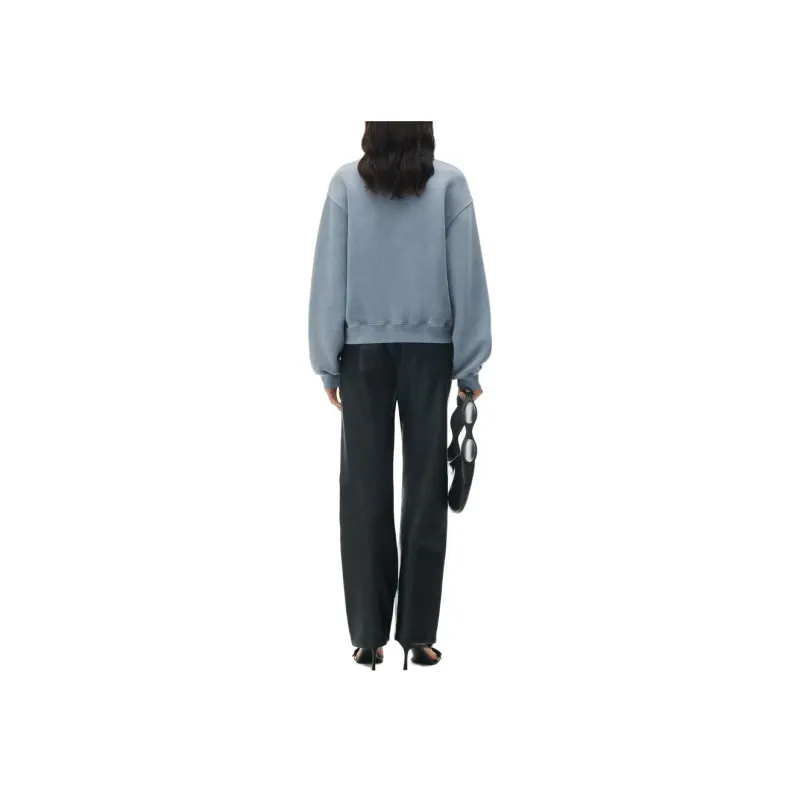 T By Alexander Wang Essential Terry Crew Puff Paint Logo Sweatshirt Motor Grey-1