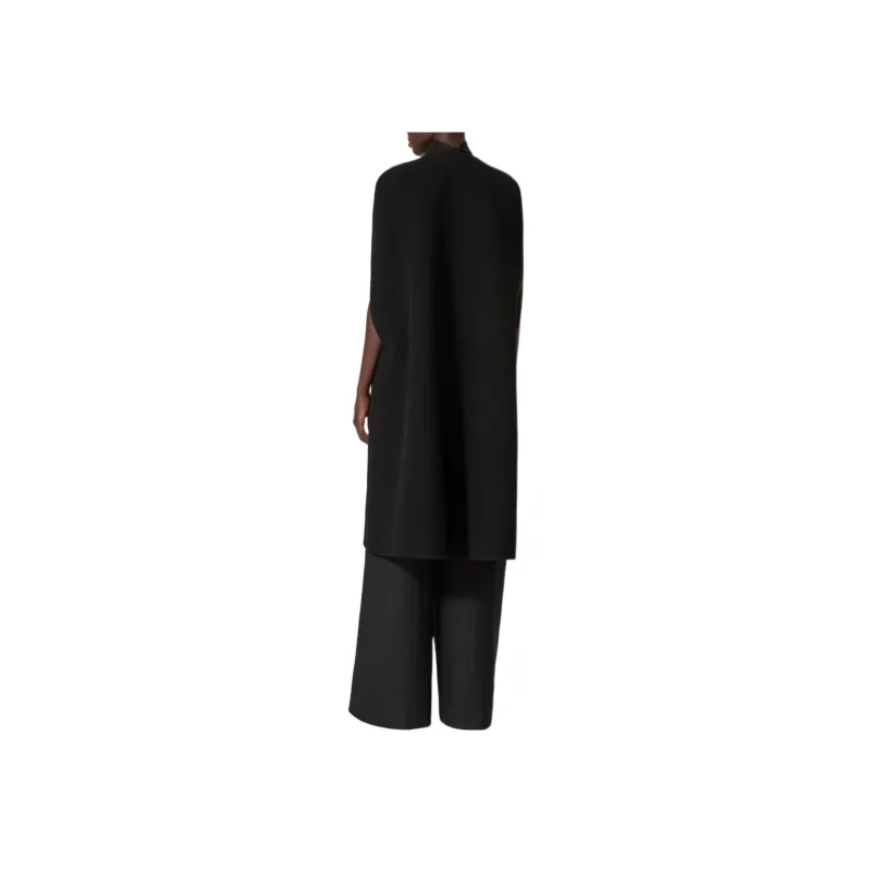 Valentino Straight Hem Crewneck Cape Coat-2