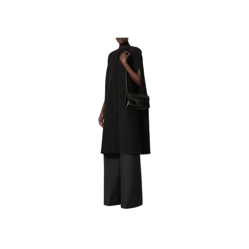 Valentino Straight Hem Crewneck Cape Coat-3