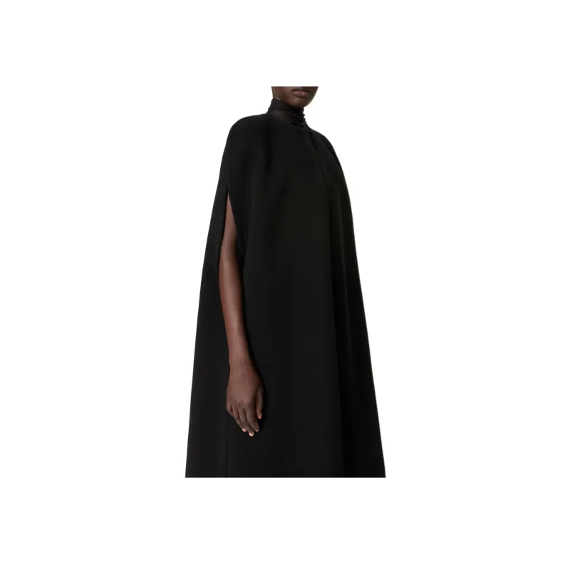 Valentino Straight Hem Crewneck Cape Coat-4