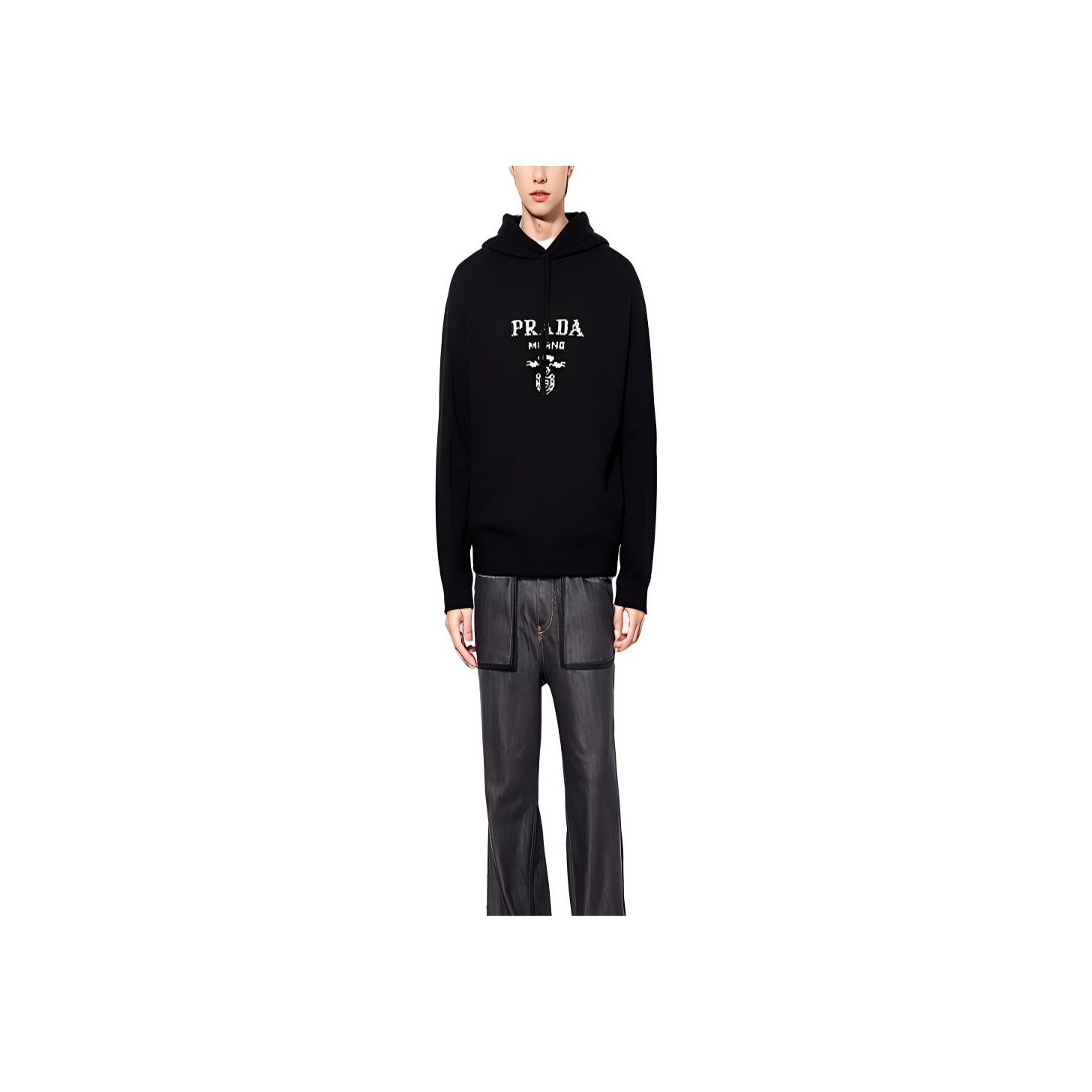 トップス PRADA 22FW Black Knit PRADA FW22 Sweatshirt Men's Black - POIZON