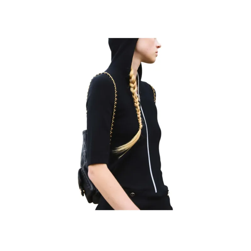 CHANEL Short Sleeved Dress Women's Black-2