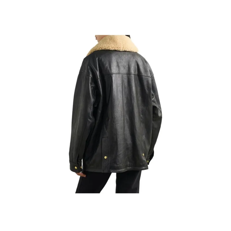 Halfboy FW24 Leather Jacket Women's Black-3
