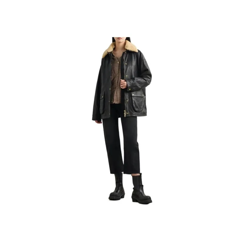 Halfboy FW24 Leather Jacket Women's Black-1
