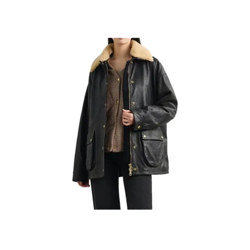 Halfboy FW24 Leather Jacket Women's Black-2