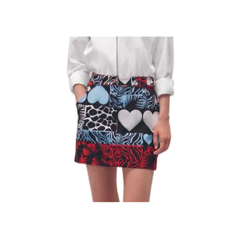 HERMES Denim Short Skirts Women's Red-4