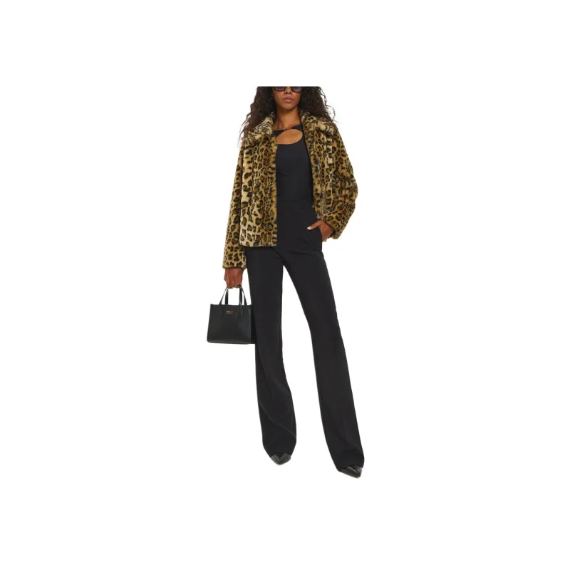 GUESS Velvet-feel Coat Women's Brown-2