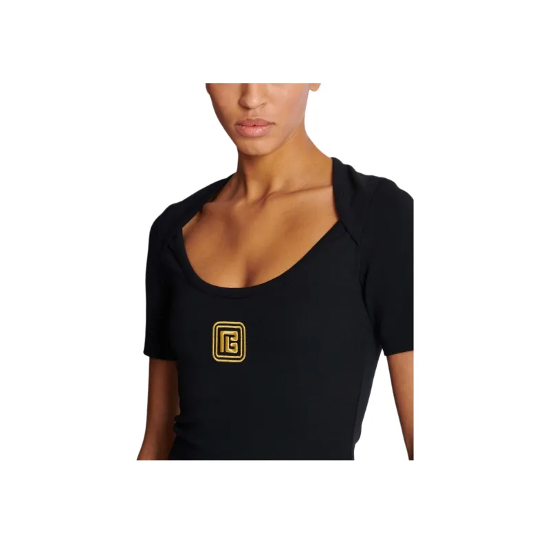 BALMAIN Pb Logo embroidered T shirt-5