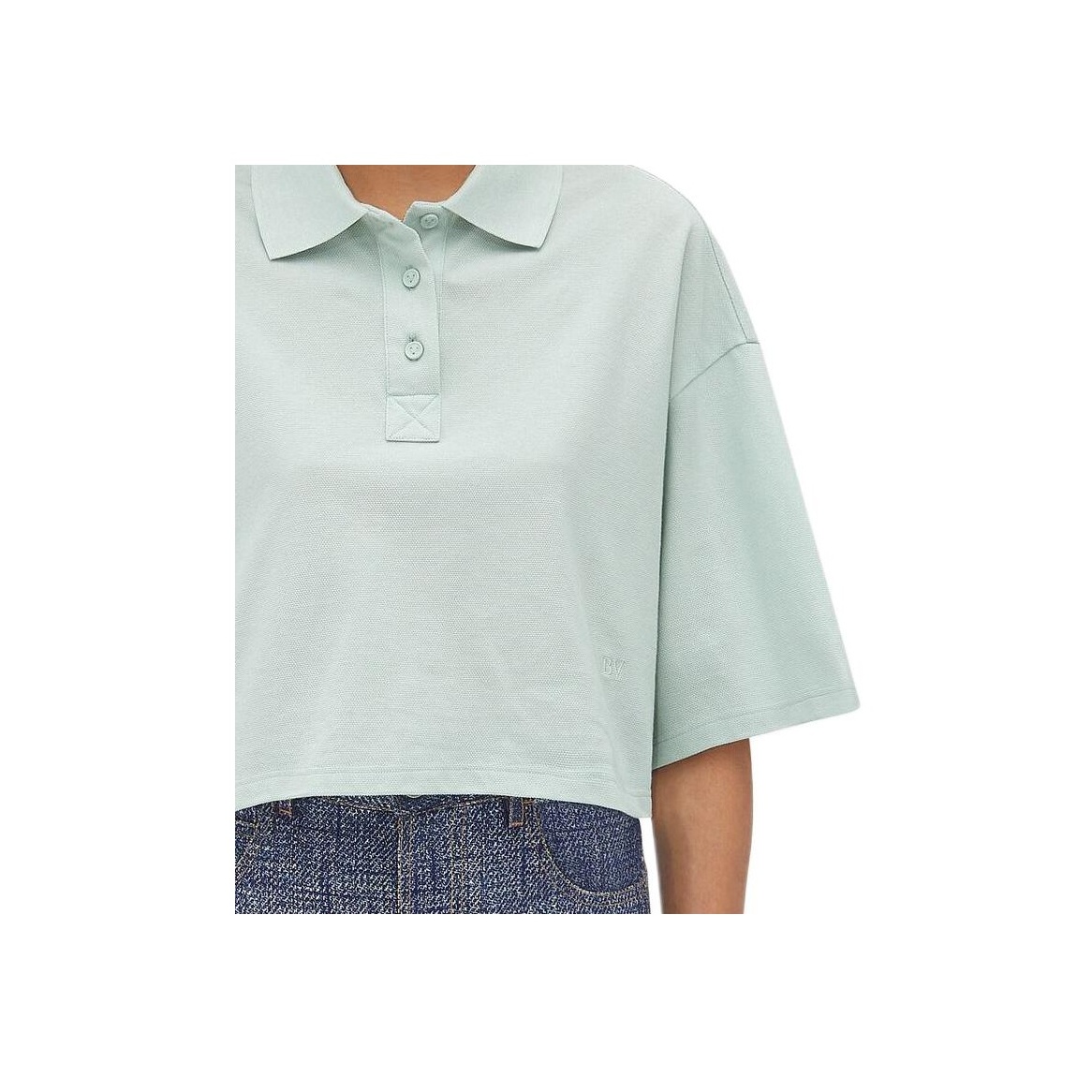 Bottega Veneta Collared Short-Sleeve Cropped Polo Shirt XS