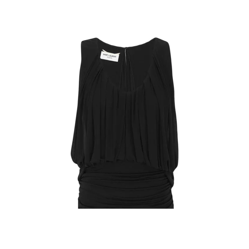 SAINT LAURENT Draped Sleeveless Dress-4