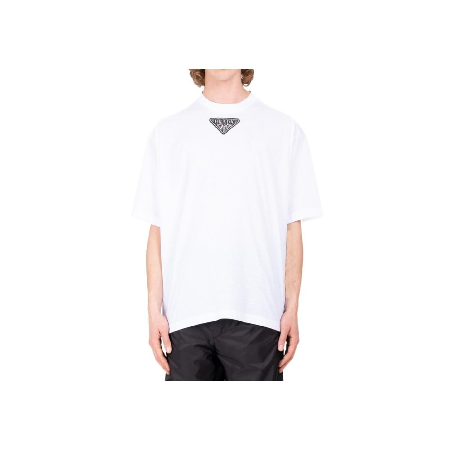 ☆送料関税込☆PRADA オーバーサイズ ロゴプレート 半袖 Tシャツ
