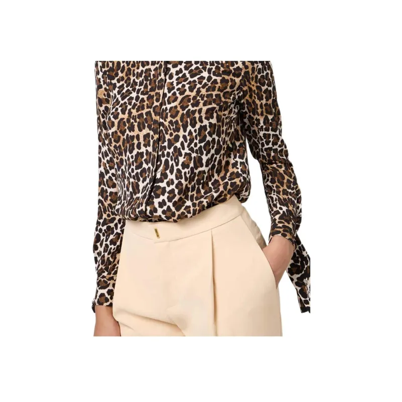 Elisabetta Franchi Ribbon Cuffs Animalier Printed Georgette Blouse-3
