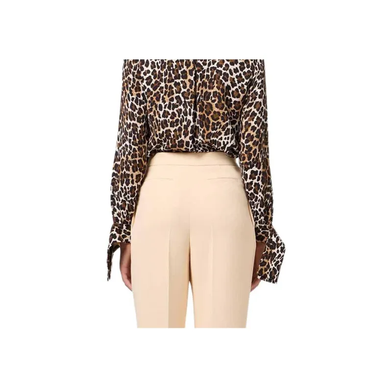 Elisabetta Franchi Ribbon Cuffs Animalier Printed Georgette Blouse-4