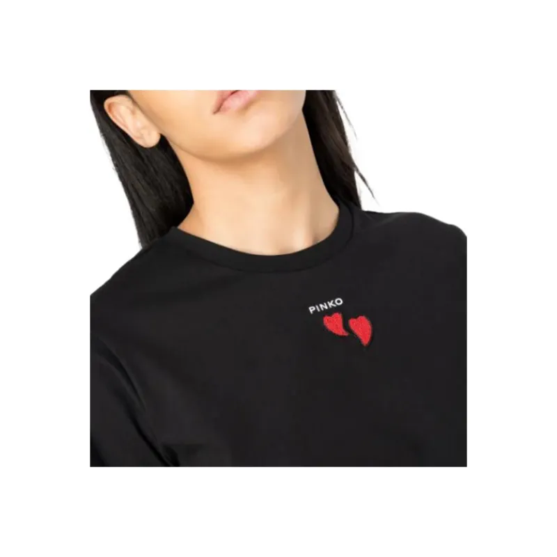 PINKO Heart Embellished Crewneck T-Shirt-2