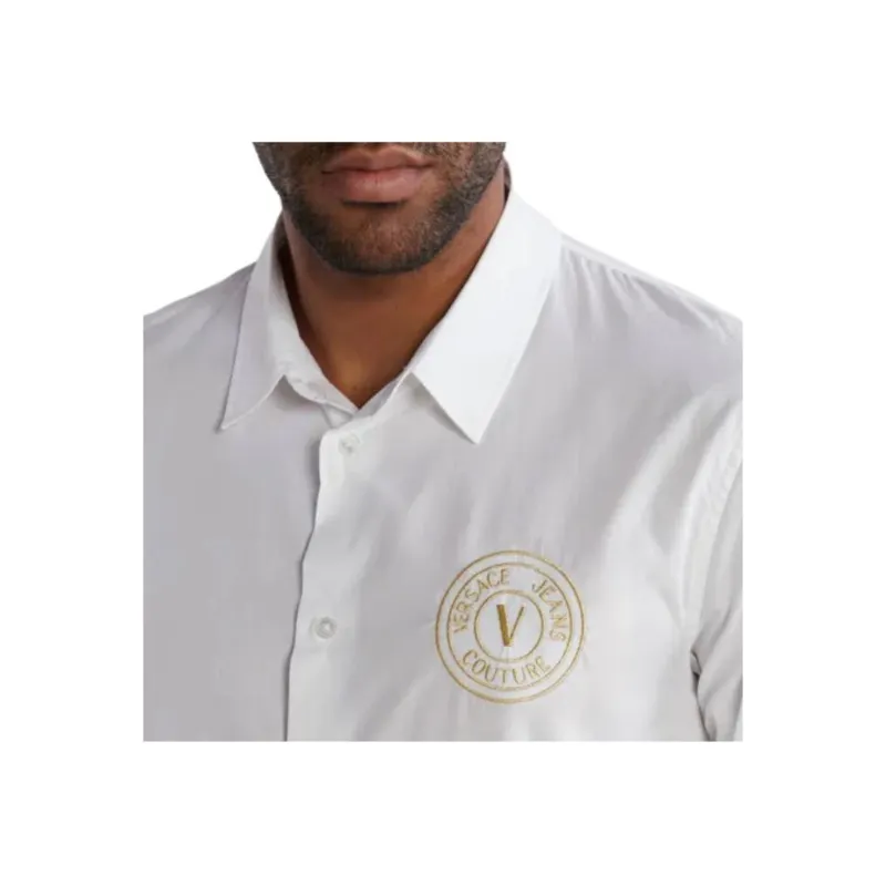 VERSACE JEANS COUTURE Logo Embroidered Button Up Shirt-4