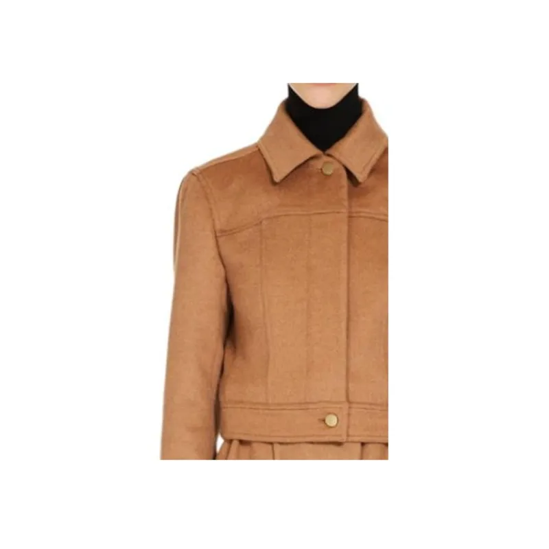 MaxMara Foglia Collection Camel Colour Biker Jacket Jackets Coats Women's Camel-6
