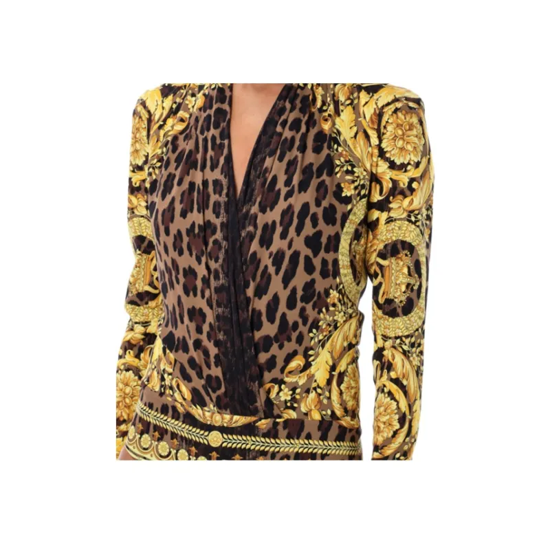 VERSACE Pattern Printed Draped Bodysuit-2
