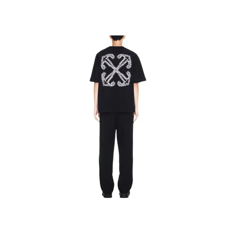 OFF WHITE Tattoo Arrow embroidery Cotton T shirt-7