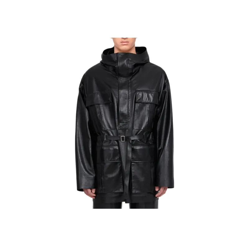 FERRAGAMO Leather Jacket Men's Black-2