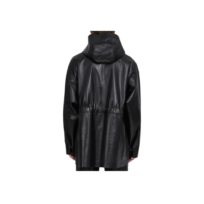 FERRAGAMO Leather Jacket Men's Black-3