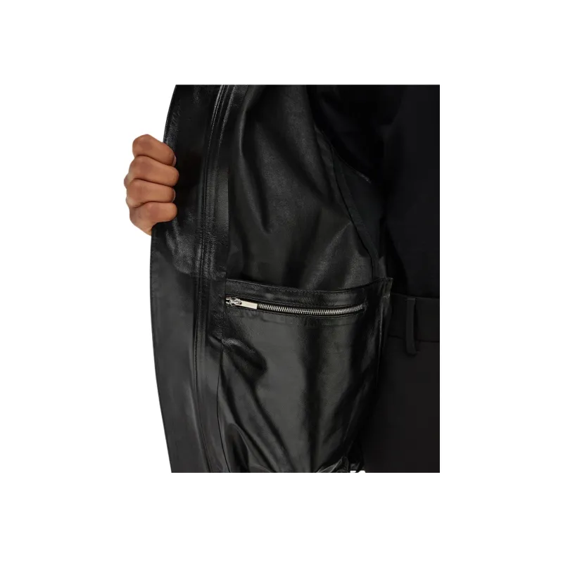 FERRAGAMO Leather Jacket Men's Black-4
