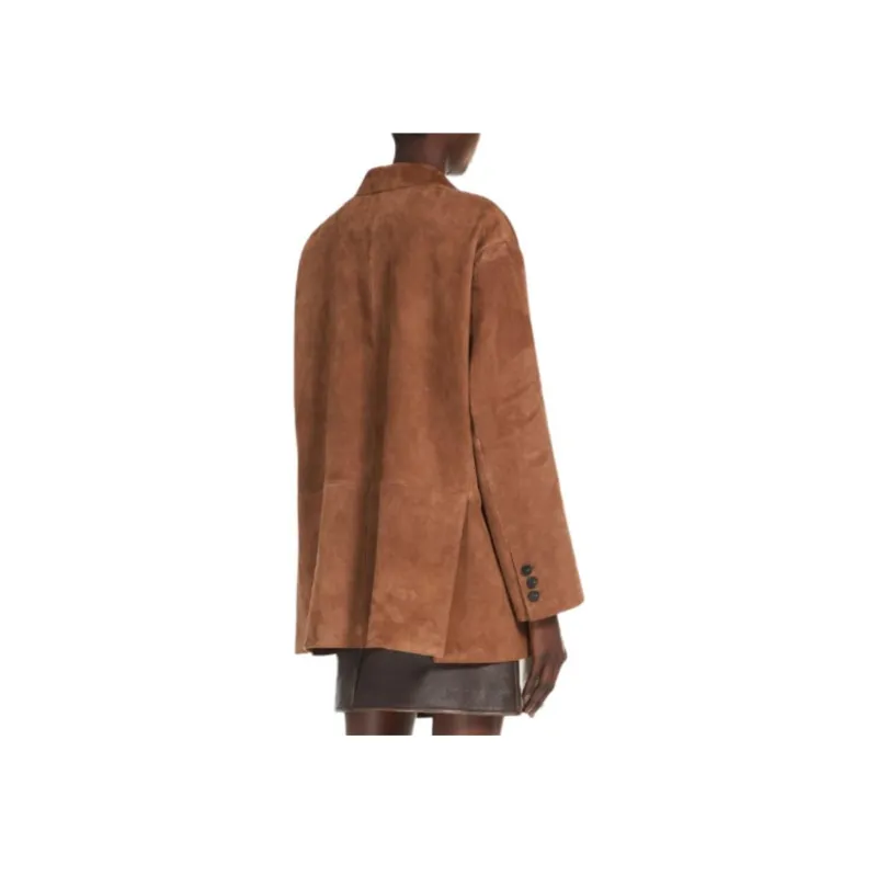 WEEKEND MaxMara Oggi Collection Oversized Suede Jacket Leather Jacket Women's Earth Tone-2