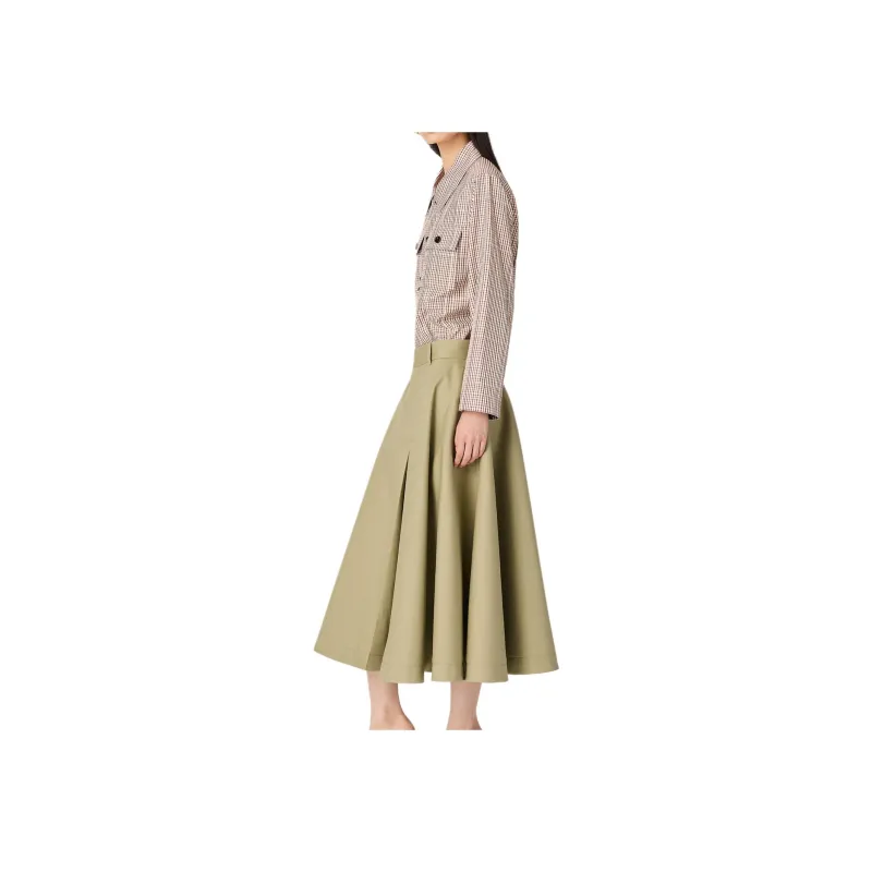 Bottega Veneta Pleated Midi Skirt 'Travertine'-2