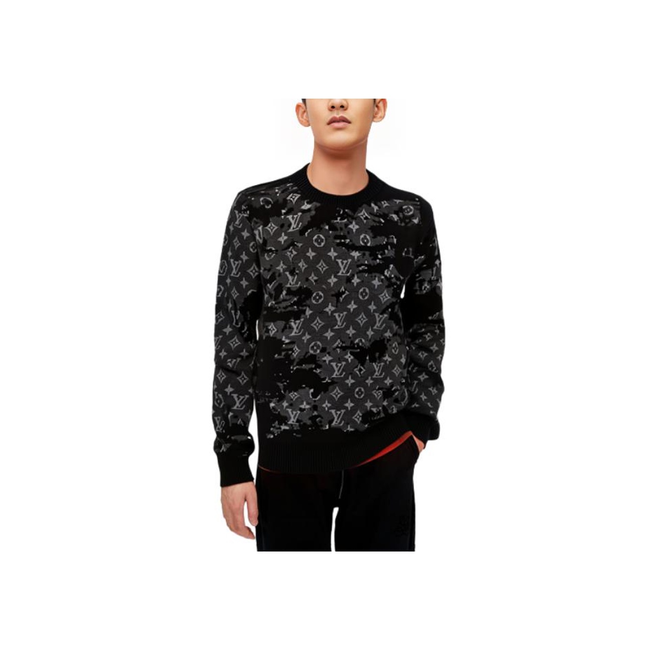 超美品LV ブラック ロゴセーターLサイズ Louis Vuitton Black Pixel Logo Knit Sweater – Savonches