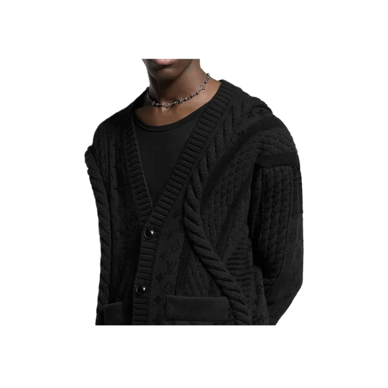 Lv Chunky Wool Blend Cable Cardigan-4